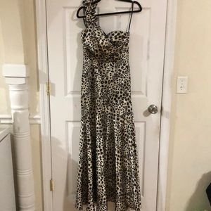 Animal Print one shoulder with floral detail mermaid maxi cocktail/party dress